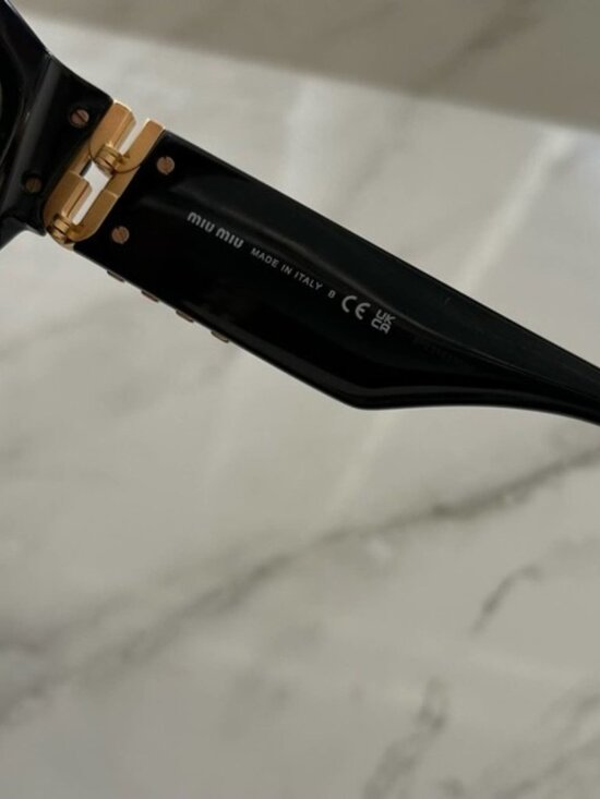 ?✨✨? Miu Miu Sunglasses Miu Row Logo Cat Eye Sunglasses - Black, Gold main image 5